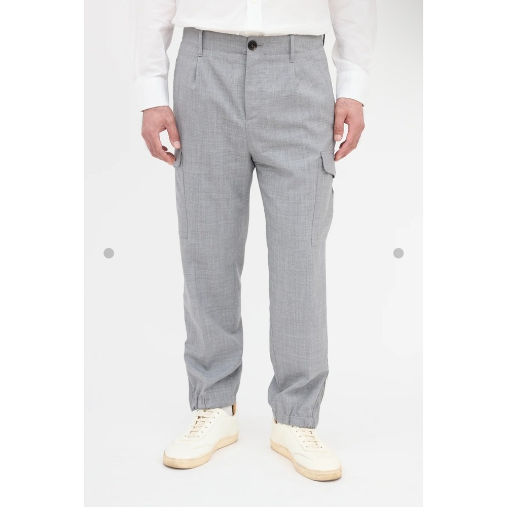 BRUNELLO CUCINELLI Cargo Pants Men IT 52 US 36 Grey 100% Virgin Wool NWOT $1795